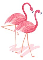 Flamingo Walk Watercolor I Fine Art Print