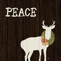 Wooden Deer with Wreath II Framed Print