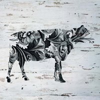 Filigree Cow on Wood Fine Art Print