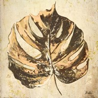 Gold Contemporary Leaves I Fine Art Print