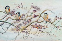 Birds On Cherry Blossom Branch Fine Art Print