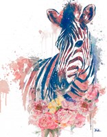 Floral Watercolor Zebra Framed Print