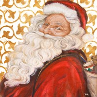 Gold Damask Santa Fine Art Print
