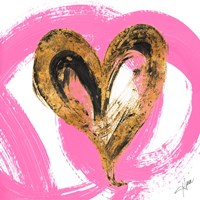 Pink & Gold Heart Strokes I Fine Art Print