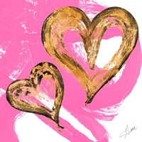 Pink & Gold Heart Strokes II Fine Art Print