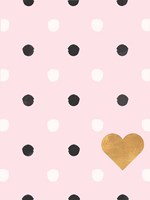 Heart White and Black Dots on Pink Fine Art Print