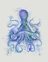 Octopus Rainbow Splash Blue Fine Art Print