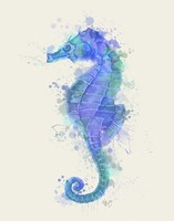 Seahorse Rainbow Splash Blue Fine Art Print