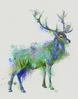 Deer 1 Rainbow Splash Green Blue Fine Art Print