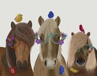 Horse Trio with Flower Glasses Fine Art Print