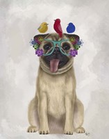 Pug and Flower Glasses Fine Art Print