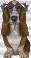 Basset Hound Flower Glasses Fine Art Print