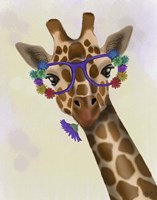 Giraffe and Flower Glasses 1 Fine Art Print