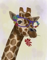 Giraffe and Flower Glasses 2 Fine Art Print