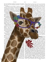 Giraffe and Flower Glasses 2 Fine Art Print