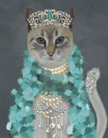 Grey Cat With Bells, Portrait Fine Art Print