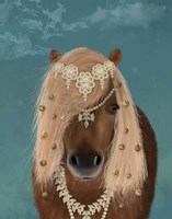 Horse Brown Pony with Bells, Portrait Fine Art Print