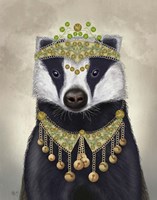 Badger with Tiara, Portrait Fine Art Print