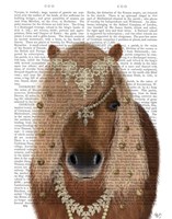 Horse Brown Pony with Bells, Portrait Fine Art Print