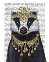 Badger with Tiara, Portrait Fine Art Print