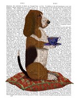 Basset Hound Taking Tea Fine Art Print
