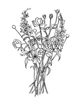 Black & White Bouquet III Framed Print