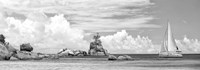 Sailboat at La Digue, Seychelles (BW) Fine Art Print