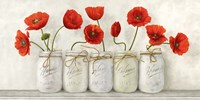 Red Poppies in Mason Jars Fine Art Print