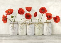 Red Poppies in Mason Jars Fine Art Print