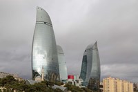 Azerbaijan, Baku The Flame Towers Of Baku Fine Art Print