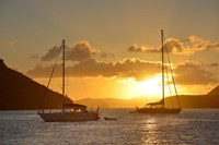 British Virgin Islands, Tortola Caribbean Sunset With Sailboats Fine Art Print