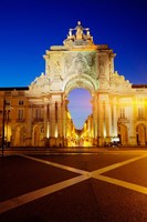 Portugal, Lisbon, Rua Augusta, Commerce Square With The Night Lights Of The City Fine Art Print