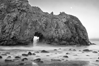 California, Pfeiffer Beach, Rocky Cliff (BW) Fine Art Print