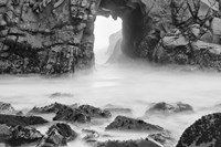 California, Pfeiffer Beach, Foggy Coast (BW) Fine Art Print