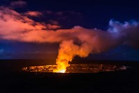 Lava Steam Vent Glowing At Night In The Halemaumau Crater, Hawaii Fine Art Print