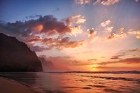 Sunset Along The Coast Of Kauai, Hawaii Fine Art Print