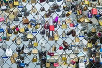 Love Locks On A Fence, Portland, Maine Fine Art Print