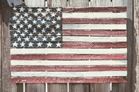 Worn Wooden American Flag, Fire Island, New York Fine Art Print