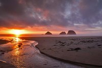 Sunset On Three Arch Rocks, Oregon Fine Art Print