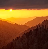 Sunset Light Fills Valley Of The Great Smoky Mountains Fine Art Print