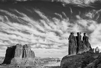 Three Gossips, Arches National Park, Utah (BW) Fine Art Print