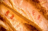 Painted Hand Prints At The Double Stack Ruin, Utah Fine Art Print
