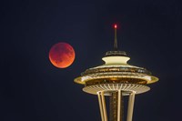 Blood Moon Rises Over The Seattle Space Needle Fine Art Print