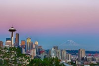 Skyline View Of Seattle With Mount Rainier Fine Art Print