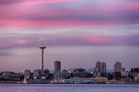 Pink Sunset With The Seattle Space Needle Fine Art Print