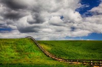 Long Fence Running Through A Wheat Field Fine Art Print