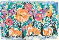 Foxes and Flowers Fine Art Print