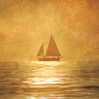 Solo Gold Sunset Sailboat Fine Art Print