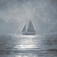 Solo Blue Sea Sailboat Fine Art Print