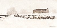 Warm Winter Barn with Sheep Herd Fine Art Print